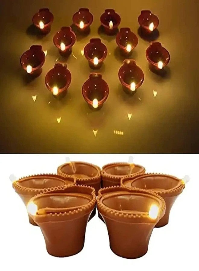SAJANI 6Pcs Kodiya Shape Water Sensor Diya, Artificial Flameless & Smokeless Diya, Diya for Home Decoration & Festivals (6Pcs Kodiya Diya) - Image 4